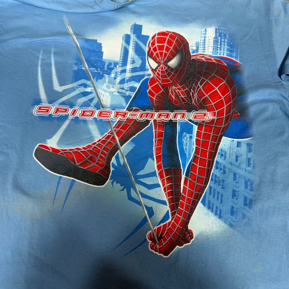 Vtg Y2K 2004 Spider-Man 2 Official Movie Promo TShirt Marvel Blue Mens XL RARE - Picture 4 of 8